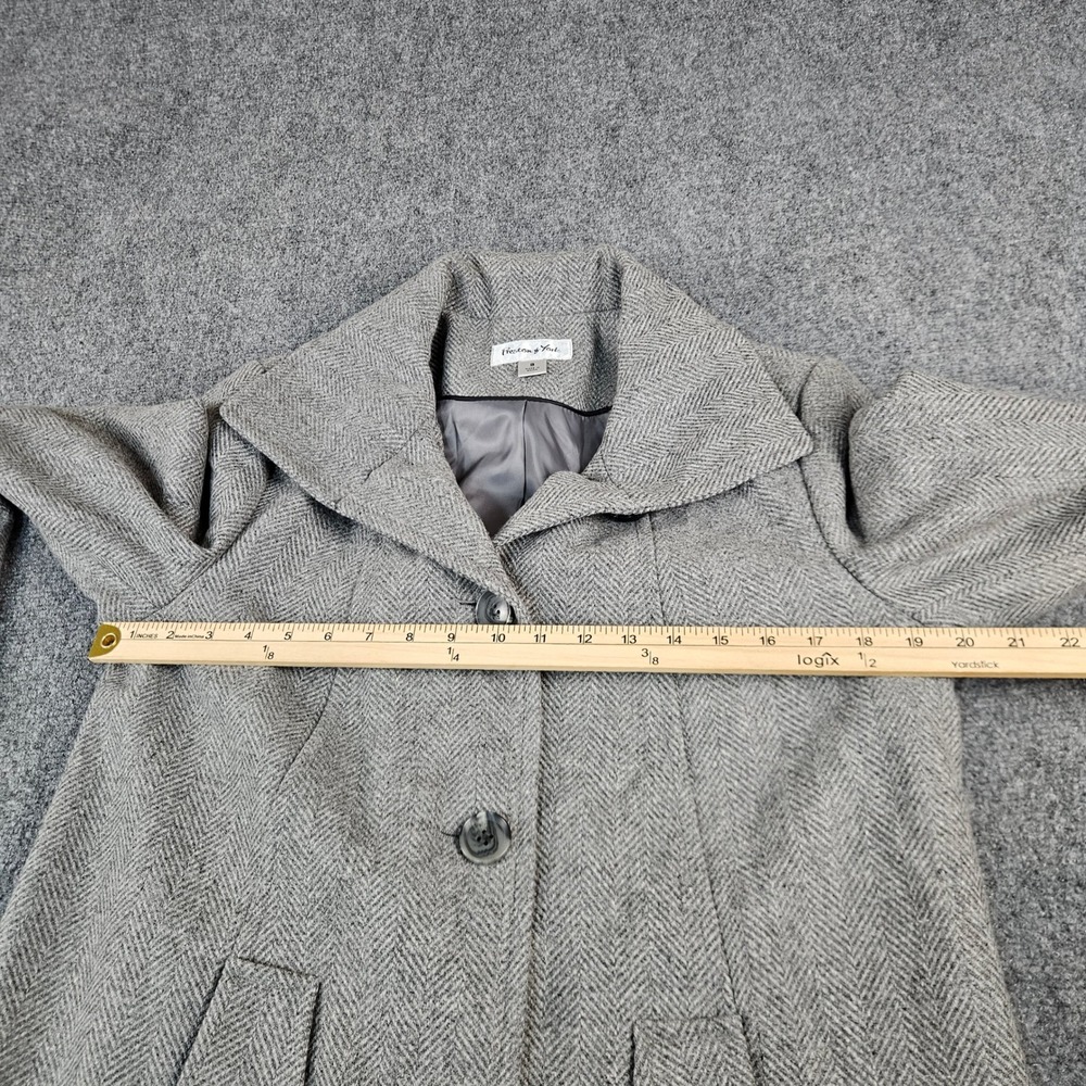 Preston & York Grey Herringbone Wool Blend Coat Portrait Collar Size 8 - Picture 6 of 9